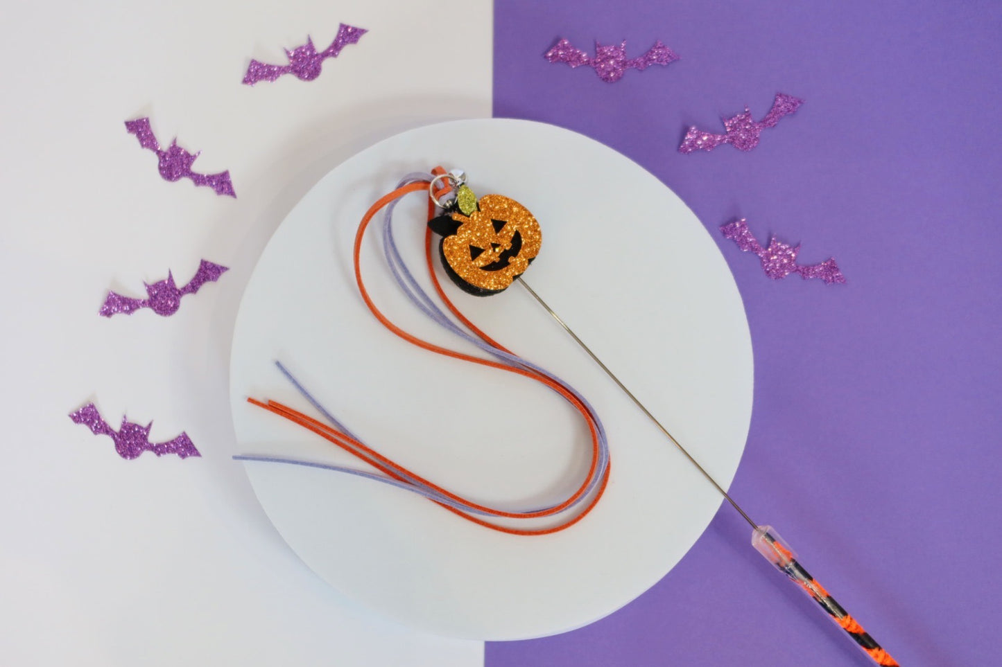 Halloween Cat Teaser Wand Toy / Kitten Game Gift - Spooky Bat Pumpkin Ghost