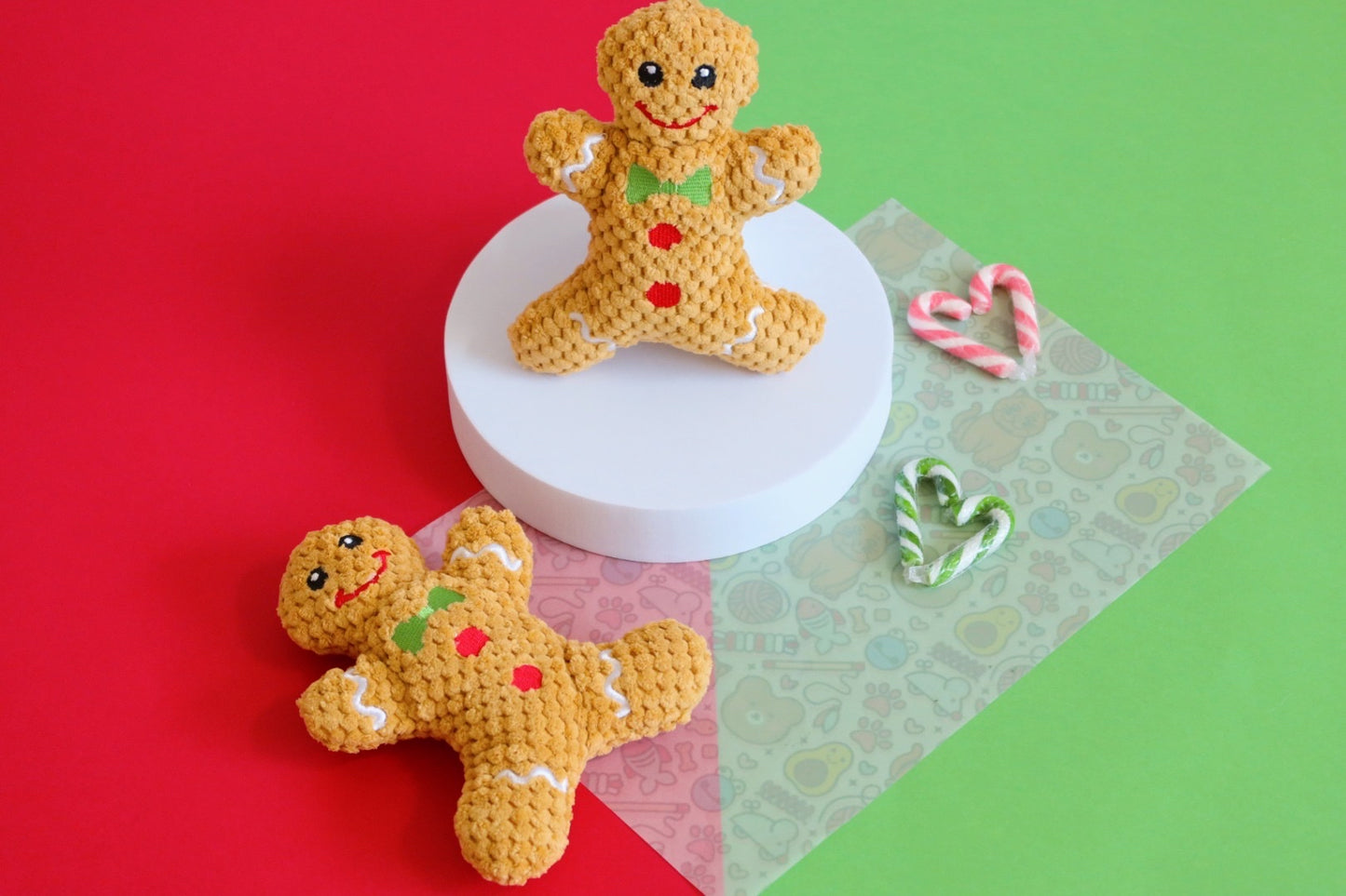 Christmas Gingerbread Soft Dog Squeaky Toy / Puppy Gift