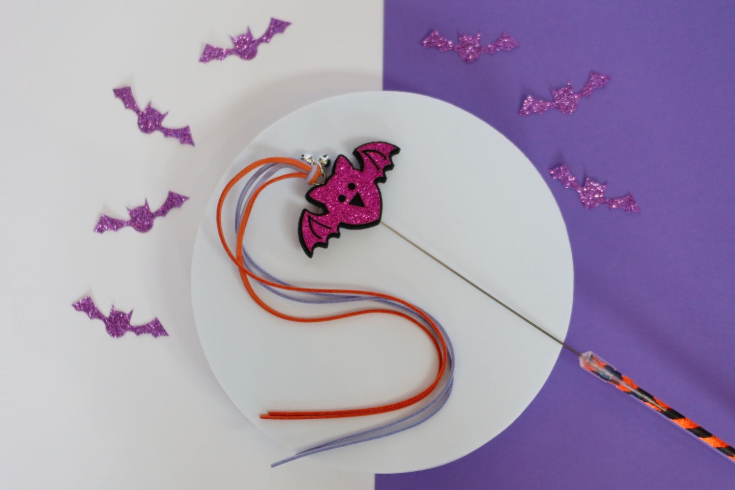 Halloween Cat Teaser Wand Toy / Kitten Game Gift - Spooky Bat Pumpkin Ghost