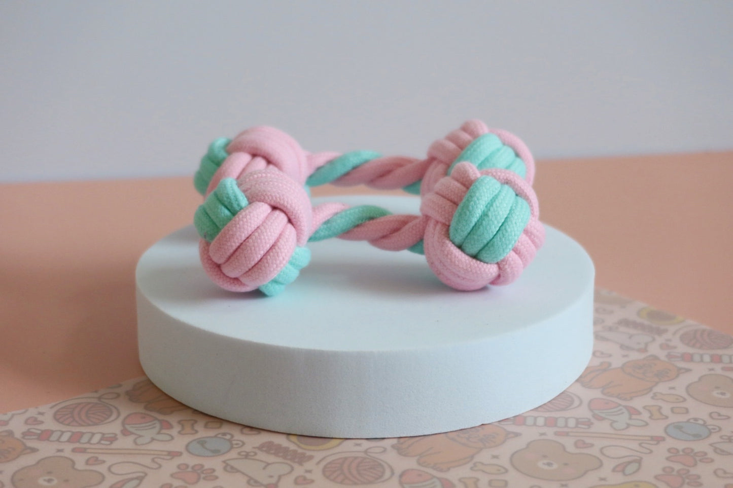 Pink & Mint Rope Dog Toys / Puppy Gift - Tug of war