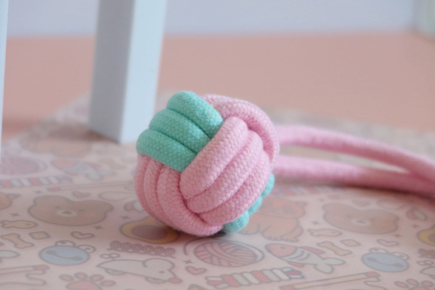 Pink & Mint Rope Dog Toys / Puppy Gift - Tug of war