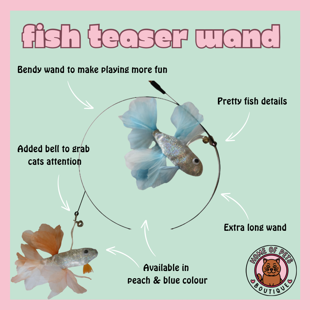 Fish Teaser Wand - Cat Toy Kitten Game / Gift